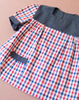 Wide, checkered short shirt | French deadstock from the 70s | 11-13 years