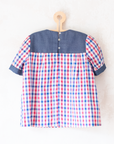 Wide, checkered short shirt | French deadstock from the 70s | 11-13 years