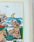 Popeye and Olive at the Beach | Framed Vintage Handkerchief