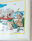 Popeye and Olive at the Beach | Framed Vintage Handkerchief
