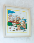 Popeye and Olive at the Beach | Framed Vintage Handkerchief