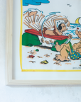 Popeye and Olive at the Beach | Framed Vintage Handkerchief