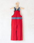 Red Quilted Overalls with Checks | French Deadstock from the Seventies | 18-24 Months