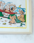 Popeye and Olive at the Beach | Framed Vintage Handkerchief