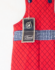Red Quilted Overalls with Checks | French Deadstock from the Seventies | 18-24 Months
