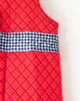 Red Quilted Overalls with Checks | French Deadstock from the Seventies | 18-24 Months
