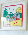 The King at the Bar at a Picnic | Framed Vintage Handkerchief