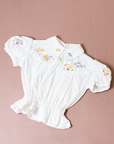 White shirt with embroidered ducks and gathered waist | 3-6 months