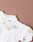 White shirt with embroidered ducks and gathered waist | 3-6 months