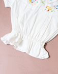 White shirt with embroidered ducks and gathered waist | 3-6 months