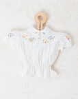 White shirt with embroidered ducks and gathered waist | 3-6 months
