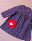 Purple floral tunic with pocket and apple | 2-3 years