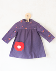 Purple floral tunic with pocket and apple | 2-3 years