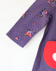 Purple floral tunic with pocket and apple | 2-3 years