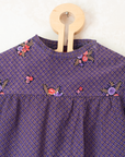 Purple floral tunic with pocket and apple | 2-3 years
