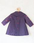 Purple floral tunic with pocket and apple | 2-3 years