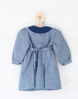 Long Pepita dress with embroidered chickens on the collar | 12-18 months