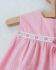 Plaid tunic with girl and embroidered ducks | 6-9 months