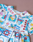 Colorful overalls with sea prints | 3-6 months