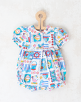 Colorful overalls with sea prints | 3-6 months