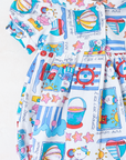 Colorful overalls with sea prints | 3-6 months