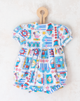 Colorful overalls with sea prints | 3-6 months