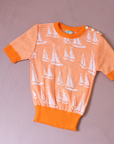 Short orange knit with sailboats | 2-3 years