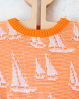 Short orange knit with sailboats | 2-3 years