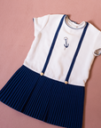 Sailor dress with anchor and fleece from the 50s | 12-18 months
