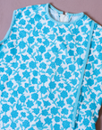 Sixties floral tunic in turquoise and white | 7-8 years