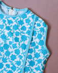 Sixties floral tunic in turquoise and white | 7-8 years
