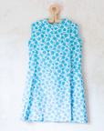 Sixties floral tunic in turquoise and white | 7-8 years