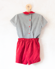 Short corduroy suit in gray and red from Italy | 4-5 years