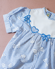Overalls with plaid, bow ties and embroidered collar | 9-12 months