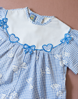 Overalls with plaid, bow ties and embroidered collar | 9-12 months