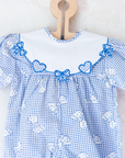 Overalls with plaid, bow ties and embroidered collar | 9-12 months