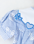 Overalls with plaid, bow ties and embroidered collar | 9-12 months