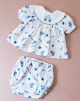 Tunic and shorts with bunnies and embroidery | 3-6 months