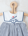 Sailor overalls with stripes and pom-pom | 3-6 months