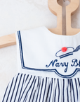 Sailor overalls with stripes and pom-pom | 3-6 months