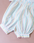 Pastel striped overalls with apples | 9-12 months