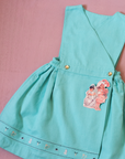 Turquoise sarafan with gold buttons | Dead stock from Italy | 6-7 years