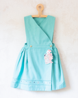 Turquoise sarafan with gold buttons | Dead stock from Italy | 6-7 years