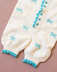 White knitted overalls with bow ties | 6-9 months