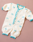 White knitted overalls with bow ties | 6-9 months