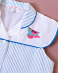 Tank top with stripes and embroidered fruits | 8-9 years