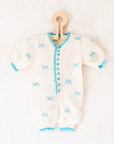 White knitted overalls with bow ties | 6-9 months