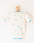 White knitted overalls with bow ties | 6-9 months