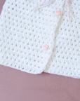 White knitted top with apple buttons | 12-18 months