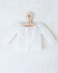 White knitted top with apple buttons | 12-18 months